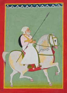 Ruiterportret van Durgadas Rathore, c.1800 door Indian School