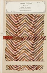 Fijn katoenen tulbandmonster uit Jeypoor in Rajpootana, uit The Collection of the Textile Manufacturers of India, door John Forbes Watson, gepubliceerd in 1866 door Indian School