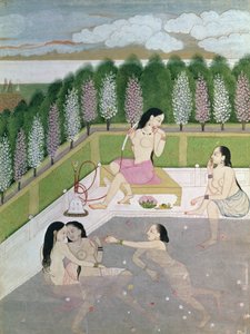 Meisjes baden, Pahari-stijl, Kangra-school, Himachel Pradesh, 18e eeuw