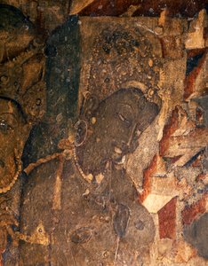 INDIASE KUNST: Fresco in de Boeddhistische Grot nr. 19., 2e eeuw v.Chr.