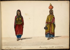 Khoja vrouw; Bombay melkverkoper door Indian School