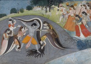 Krishna die Kaliya, de Slangendemon, bedwingt, ca. 1785