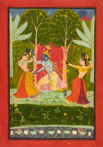 Krishna heft een tol van de gopi