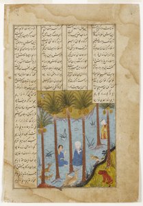Laila bezoekt Majnun in een palmbos, c.1475