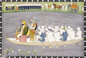 Maharaja Gulab Singh op het Wularmeer in Kashmir, c.1840