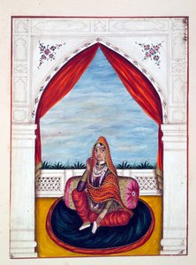 Maharani Chand Kaur, uit Het Koninkrijk van Punjab, zijn Heersers en Hoofden, deel I, een deel van 27 aquarelstudies door een onbekende Indiase kunstenaar, ca. 1840 door Indian School