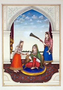 Maharani Jindan, uit Het Koninkrijk van Punjab, zijn Heersers en Hoofden, deel I, een deel van 27 aquarelstudies door een onbekende Indiase kunstenaar, ca. 1840