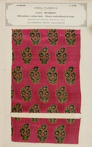 Mushroo satijnmonster uit Hyderabad in Deccan, uit De Collectie van de Textielfabrikanten van India, door John Forbes Watson, gepubliceerd in 1866