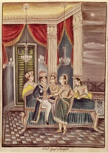 Nasir Ud-Din Haidar (1827-1873) koning van Oudh in zijn paleis, 1845 door Indian School