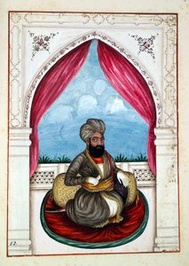 Nawab Mohammad Akhbar Khan, uit Het Koninkrijk van Punjab, zijn Heersers en Hoofden, deel II, een volume van 30 aquarelstudies door een onbekende Indiase kunstenaar, ca. 1840