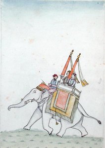 Portret van een prins op een olifant, begin 19e eeuw door Indian School