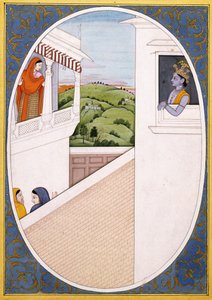Radha en Krishna, betoverd door elkaars schoonheid, c.1785