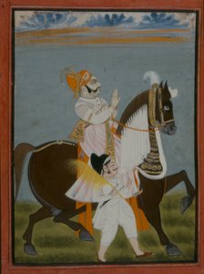 Rawat Bhim Singh van Salumbar rijdt op Nur door Indian School