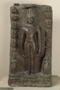 Reliëf dat Vrishabha, de eerste Tirthankara, uitbeeldt door Indian School