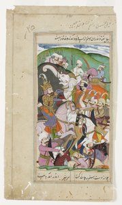 Rustam vangt de Khaqan van China en sleept hem van zijn witte olifant, c.1790 door Indian School