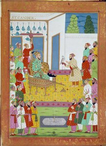 Sultan Iskander met het hof van Shah Alem. Miniatuur uit een reisverhaal van Niccolo Manucci (1638 - 1717), Venetiaanse ontdekkingsreiziger. India