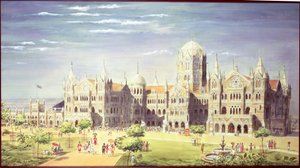 Het Chatrapati Shivaji Terminus Station, Mumbai, India, 1900 door Indian School