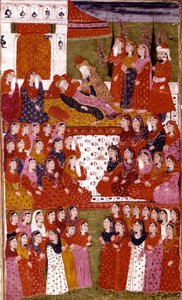De Dood van Abu Bakr, illustratie uit Hamla-i-Haydari, door Mirza Muhammad Rafi Bazil, 1808 door Indian School