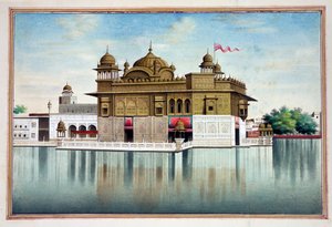 De Gouden Tempel in Amritsar, uit Het Koninkrijk van Punjab, zijn Heersers en Hoofden, deel I, een deel van 27 aquarelstudies door een onbekende Indiase kunstenaar, ca. 1840 door Indian School