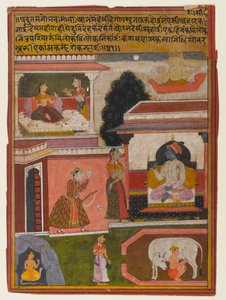 De Heldin Wiens Verlangens Duidelijk Zijn, Pagina uit een Rasikapriya Serie, ca. 1660-1690 door Indian School
