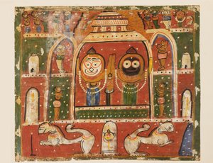 De Jagannatha Trio in het heiligdom in Puri