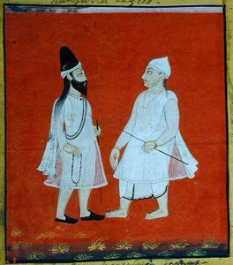 Twee Zwervende Moslim Faqirs (jangam) Religieuze Bedelaars, Udaipur, c.1810-20 (detail) door Indian School