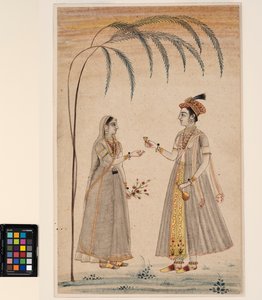 Twee vrouwen onder een boom, ca. 1750 door Indian School