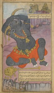 Kumbhakarna geeuwt terwijl hij uit zijn slaap wordt gewekt door Indian School