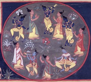 fol.142v Een cirkel van dansers en muzikanten, uit 