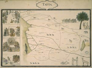 Tatta, uit een verzameling kaarten van Mughal India, uit een album in opdracht van een Franse infanteriekolonel, Jean-Baptiste-Joseph Gentil door Indo European Indo European