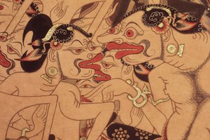 Detail van een Wayang Beber-rol door Indonesian Indonesian