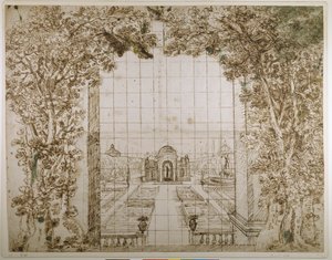 Een tuin en prinselijke villa