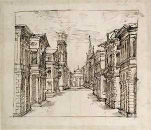 Een straat in perspectief, c.1617