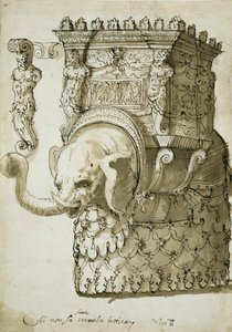 Ontwerp voor een olifantenoptocht door Inigo Jones