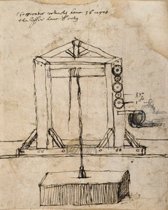 Diagram voor een katrol die metselwerk optilt door Inigo Jones