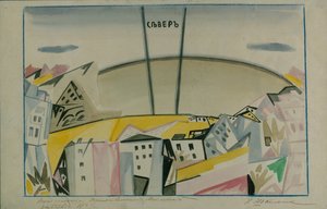 Toneelontwerp voor de tragedie Vladimir Mayakovsky door V. Mayakovsky, 1913 door Iosiph Solomonovich Shkolnik