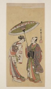 Acteurs Ichikawa Yaozō II als Soga no Jūrō en Segawa Kikunojō II als Ōiso no Tora