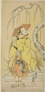 De acteur Arashi Otohachi I als Numataro, de vazal van Utou Yasukata, in deel twee van het stuk Kogane no Hana Gaijin Aramusha (Gouden bloemen: De triomfantelijke terugkeer van woeste krijgers), uitgevoerd in het Nakamura Theater vanaf de eerste dag van de