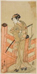 De acteur Nakamura Matsue I als Tsuchiya Umegawa vermomd als de vrouwelijke sumoworstelaar Oyodo (?) in het stuk Naniwa no Onna-zumo (?), uitgevoerd in het Nakamura Theater (?) in de zesde maand, 1770 (?) door Ippitsusai Bunchō