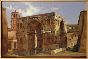 Italië, Rome, Boog van Janus aan de voet van Via Velabro door Ippolito Caffi door Ippolito Caffi