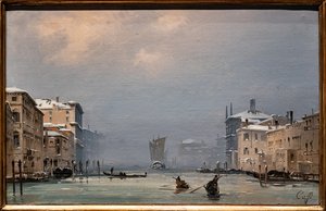 Sneeuw en Mist op het Grote Kanaal door Ippolito Caffi