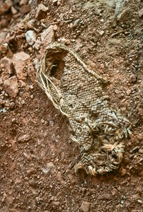 Een handgemaakte Anasazi-sandaal in Grand Gulch, Utah