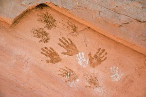 Anasazi handafdruk, oude rotstekeningen gevonden in Grand Gulch, Utah