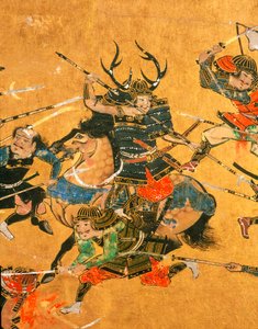 Samurai - 2 panelen die een detailscène uit de Slag bij Osaka tonen, 2005