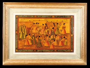 Een van een Paar Geschilderde Panelen, Qajar Iran, 1850-75 door Iranian School