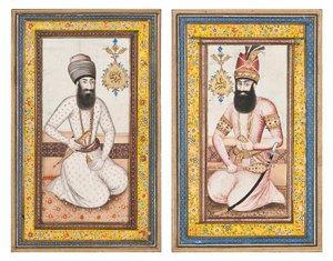 Portretten van Karim Khan Zand en Nadir Shah, Qajar Iran