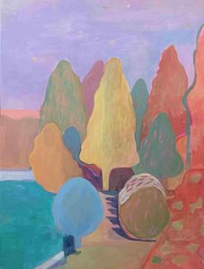 Dromerig abstract landschap door Iria Fernandez