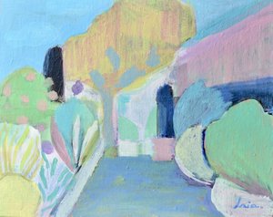 Pastelkleurig tuinpad door Iria Fernandez