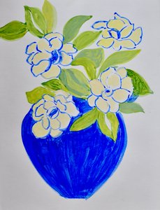 Levendig blauwe bloemenvaas door Iria Fernandez