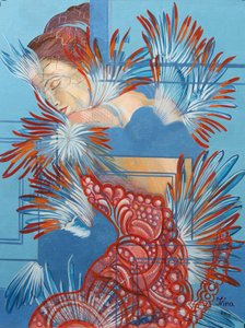 Rode jurk en mezen, 2015 door Irina Corduban